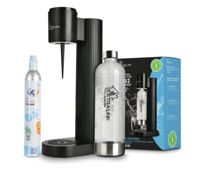 Saturator do wody i akcesoria ExtraLink Zestaw saturator Hydrospark black SJ-191B + butelka 1l + cyl